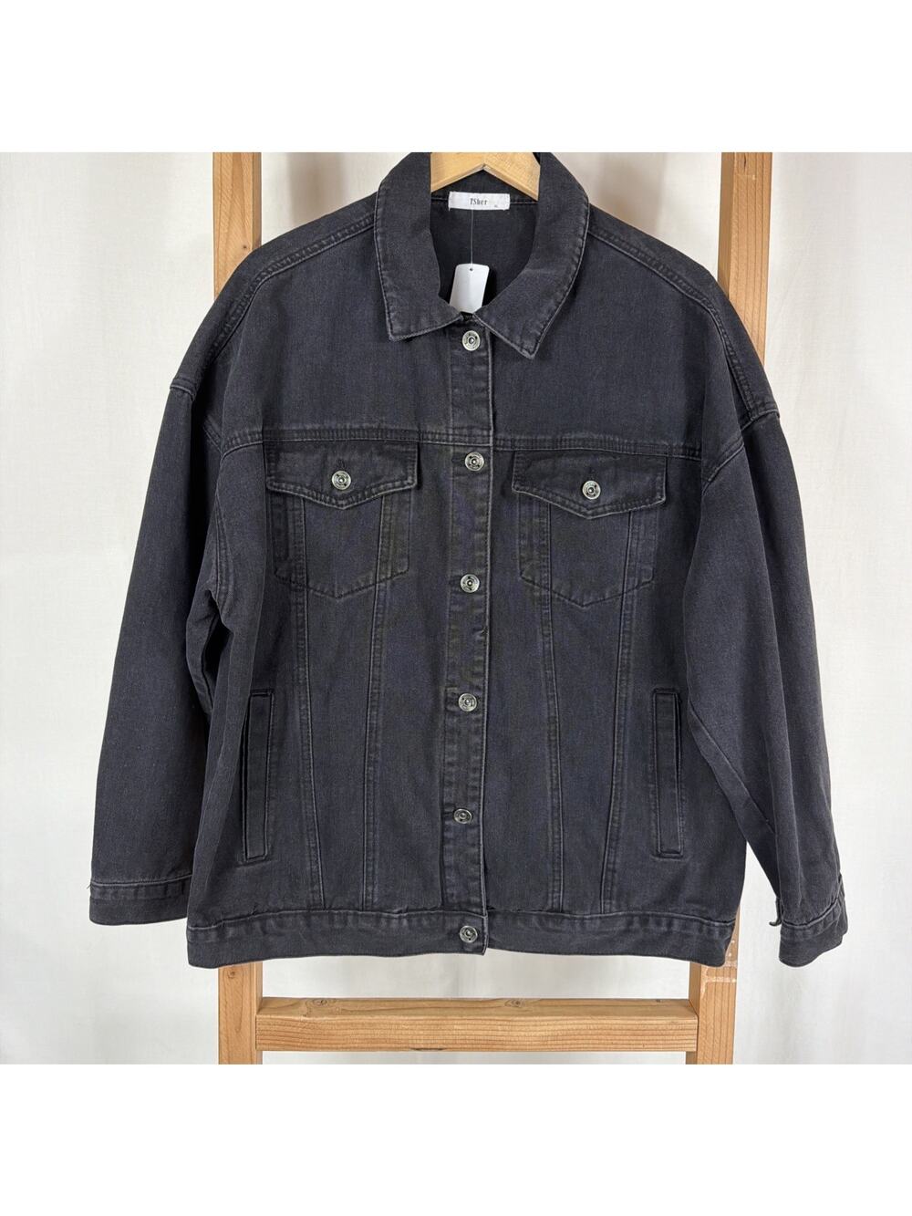 Tsher Black Button Up Inside Pocket Jacket #1293 Size Xl